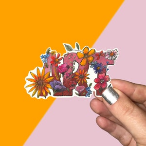 Floral Art Single Vinyl Sticker Glossy Scrap Book Aesthetic Waterproof Decal Laptop Sticker Car stickers