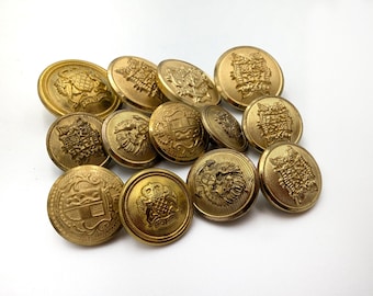 Vintage Gold Color Shank Buttons Lot of 13 Small