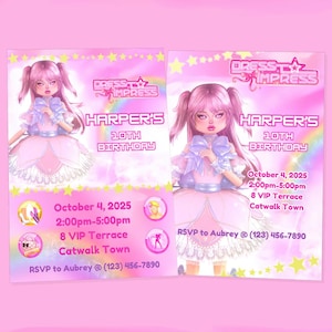 Dress to Impress Roblox Magical Game Birthday Party Invitation | Editable Digital Canva Template | DIY Printable E-Invite | Instant Download