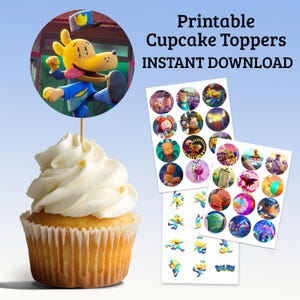 Printable Dog Man Cupcake Toppers Dogman Lil Petey Flippy Greg Knight Catkid | DIY Birthday Party Decor | Digital Instant Download