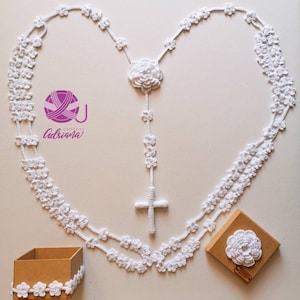 Lazo de boda de crochet color blanco