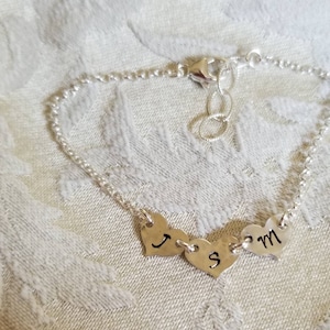 Ankle Bracelet, Ankle Bracelets, Anklet, Silver Hammered Heart Initial Ankle Bracelet,Silver Heart Anklet,Silver Initial Ankle Bracelet,