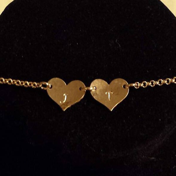 Couple Ankle Bracelet, Ankle bracelet, Anklet, Gold Heart Anklet,Gold Heart Ankle bracelet,Gold Initial Ankle Bracelet,Personalized Anklet