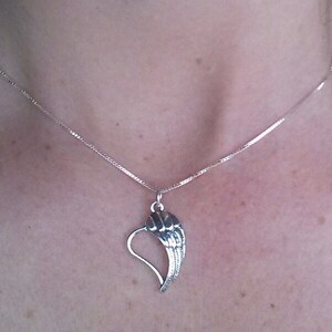 Silver Heart Necklace, Angel Wing Heart Necklace, Inspirational Necklace, Guardian Angel Necklace, Heart Necklace, Memorial Necklace, Wings