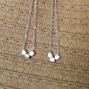 Sterling zilveren Dangle Earrings, zilveren ketting oorbellen, zilveren gouden oorbel, zilveren kralen Dangle Earrings, zilveren drop oorbellen, zilveren kralen