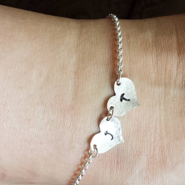 Silver Ankle Bracelet,Ankle Bracelet, Ankle Bracelets, Anklet,Silver Heart Anklet,Couple Initial Ankle Bracelet,Personalized Ankle Bracelet,