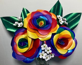 Rainbow Rose Bouquet Hand Cut and Hand Painted Unique Flowers to Gift to Your Special Someone for Any Occasion