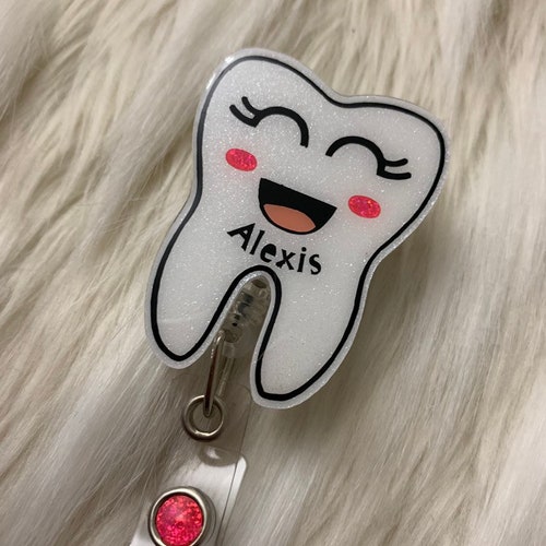Personalized Tooth Name Badge Reel/ Holder for Dentist and Etsy