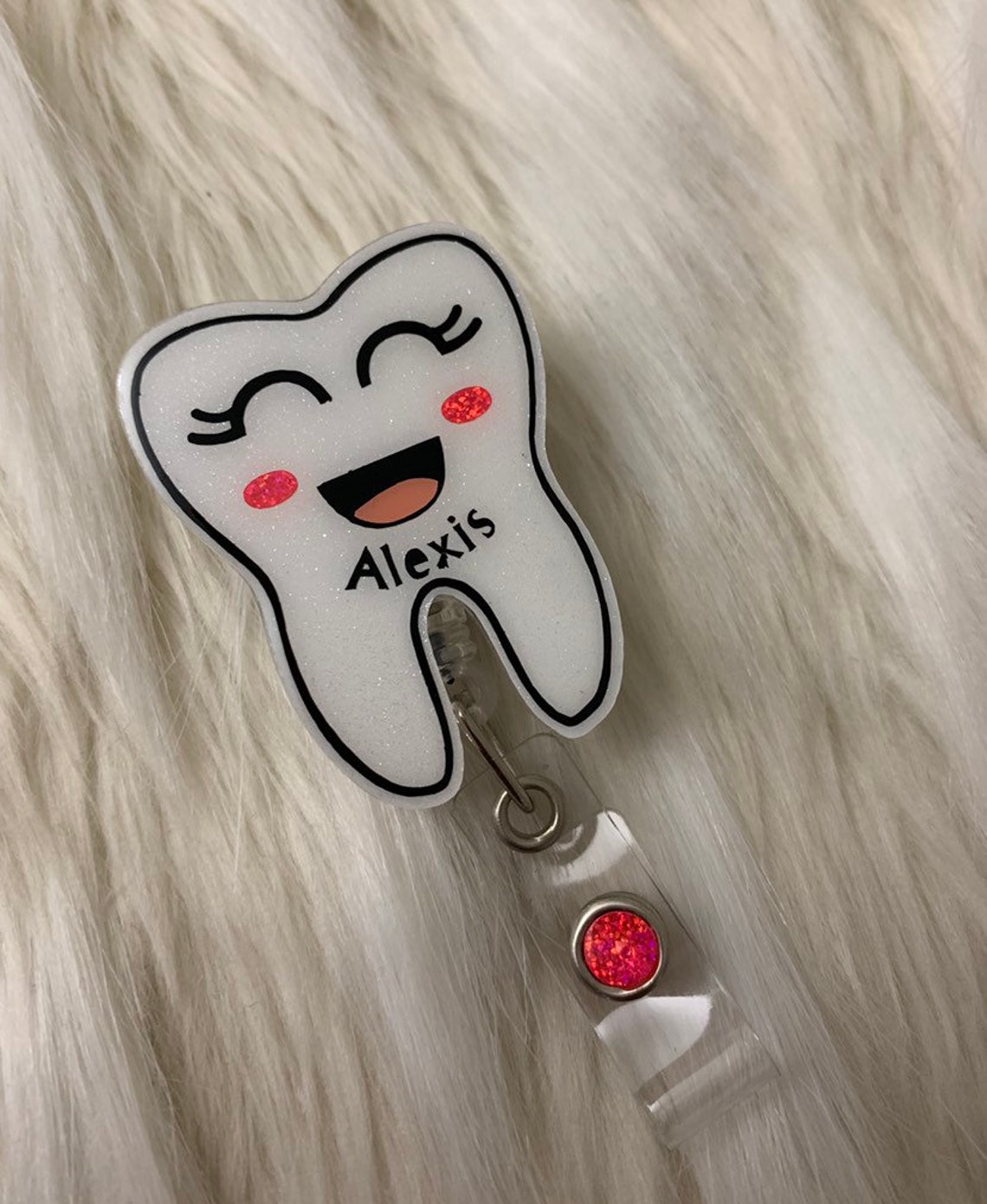 Personalized Tooth Name Badge Reel/ Holder for Dentist and Etsy