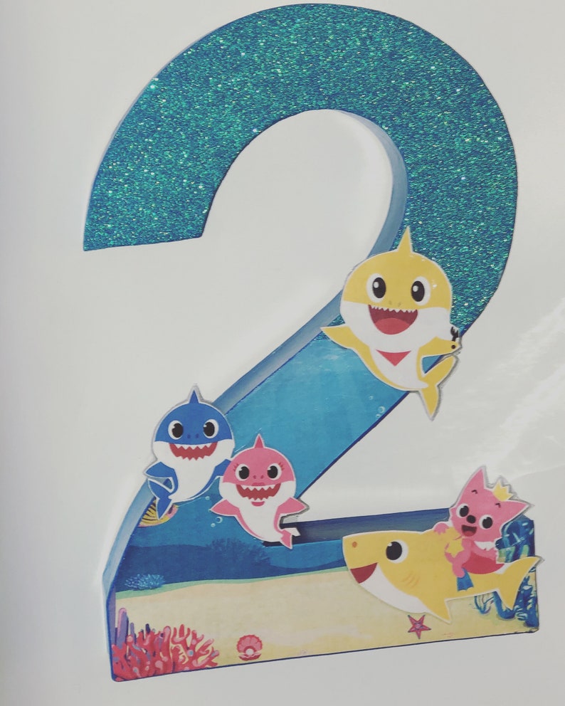 12in custom baby shark lettersnumber etsy