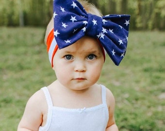 Oversized big large newborn toddler girl BLUE WILDFLOWER MARIPOSA bow schoolgirlbow nylon band hair clip