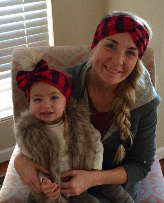 Mommy and Me Headbands/ Buffalo Plaid turbans/ Adult turban