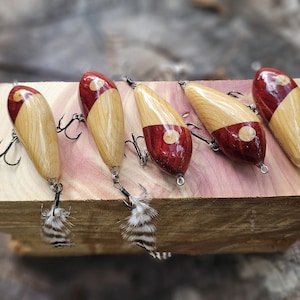 Handmade Cedar Fishing Lure. From Scratch Custom Made Lure