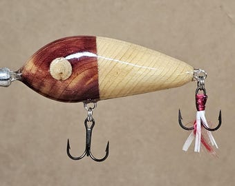 Handmade Cedar Fishing Lure. From Scratch Custom Made Lure