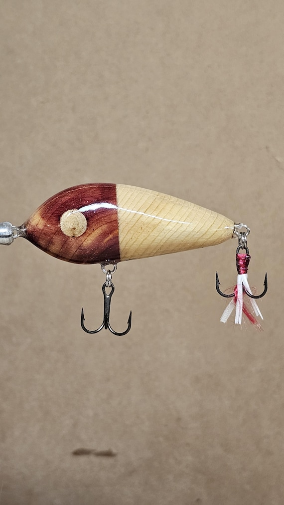 Handmade Cedar Fishing Lure. From Scratch Custom Made Lure
