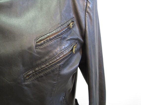 Vintage 80s Black Leather Motorcycle Jacket / 198… - image 4