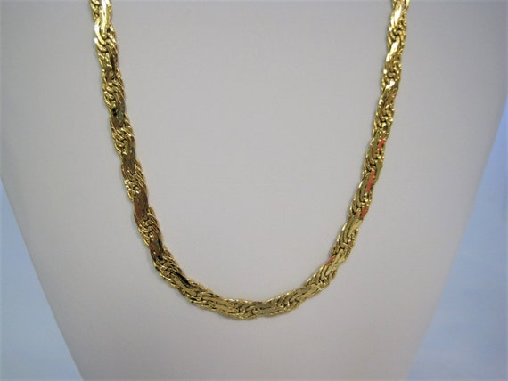 Vintage Trifari Long Gold Woven Chain Necklace - image 4