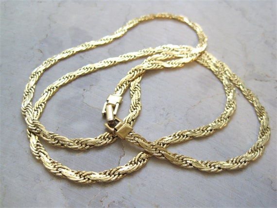 Vintage Trifari Long Gold Woven Chain Necklace - image 5
