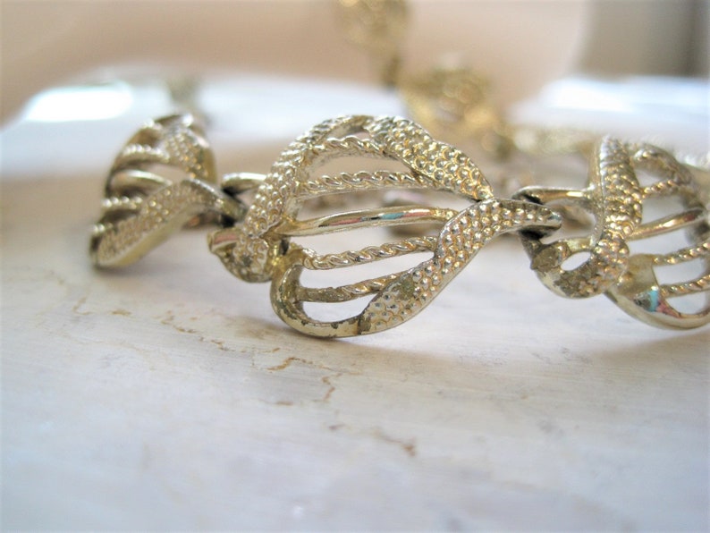 Vintage Gold Link Adjustable Choker VTG Mid Century Textured Novelty Link Necklace