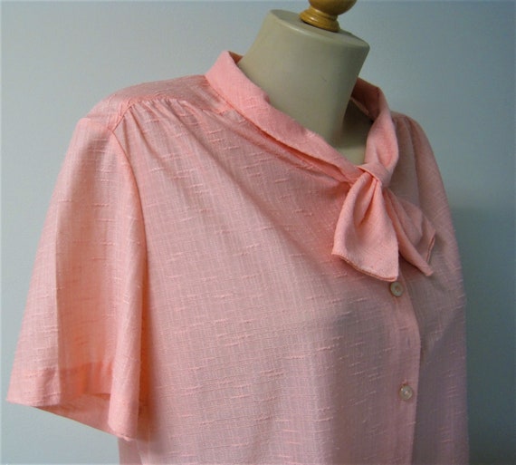 Vintage Orange Bowtie Blouse / VTG 70s 80s Pussy … - image 5