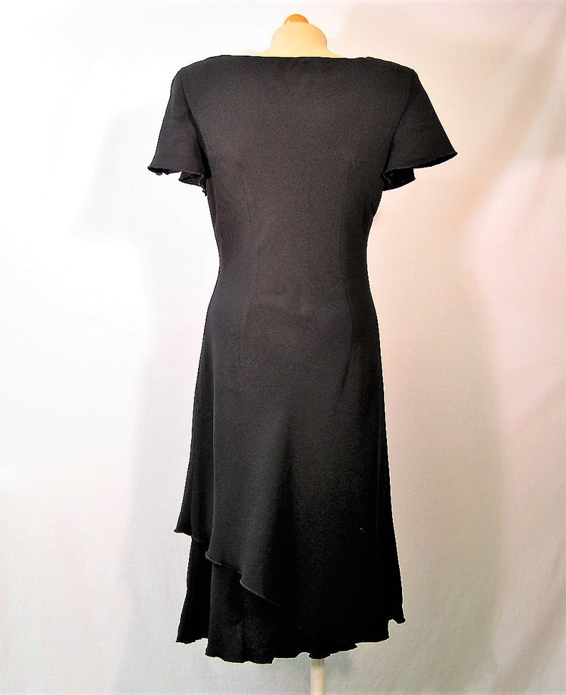 Vintage Little Black Dress / Flutter Cap Sleeve / Dressy Party Holiday Size 10 image 3