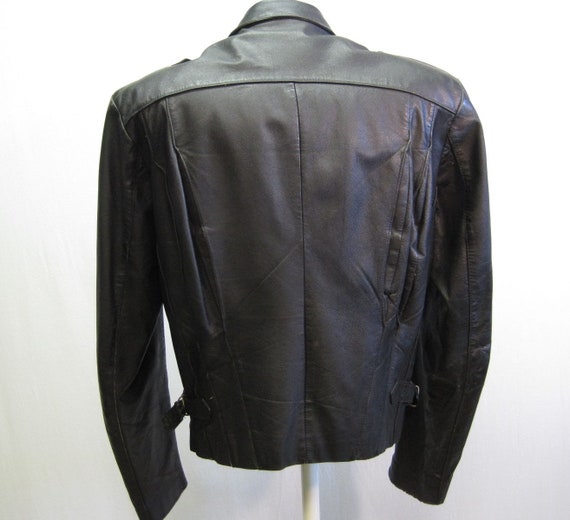 Vintage 80s Black Leather Motorcycle Jacket / 198… - image 5