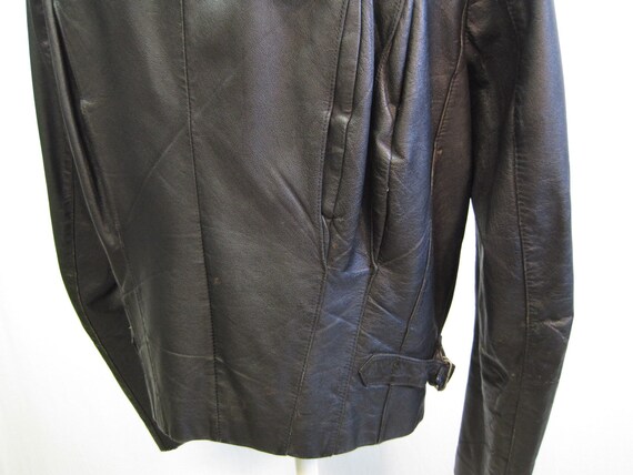 Vintage 80s Black Leather Motorcycle Jacket / 198… - image 6