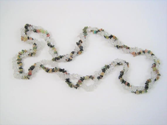 Vintage Mixed Stone Chip Necklace / Beaded Gemsto… - image 8