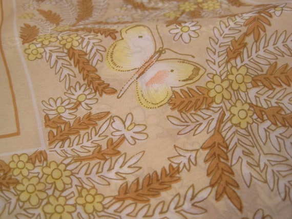 Vintage Silk Scarf Daisies & Butterflies / VTG Mu… - image 9