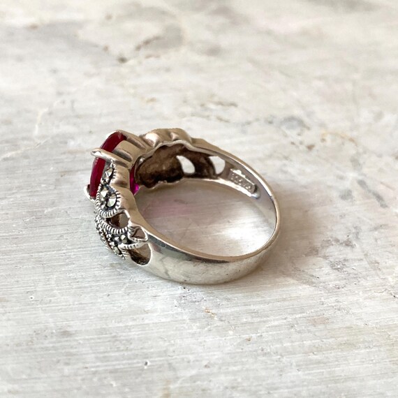 Mahaleo Ruby Ring in Marcasite Setting, 925 Sterl… - image 8