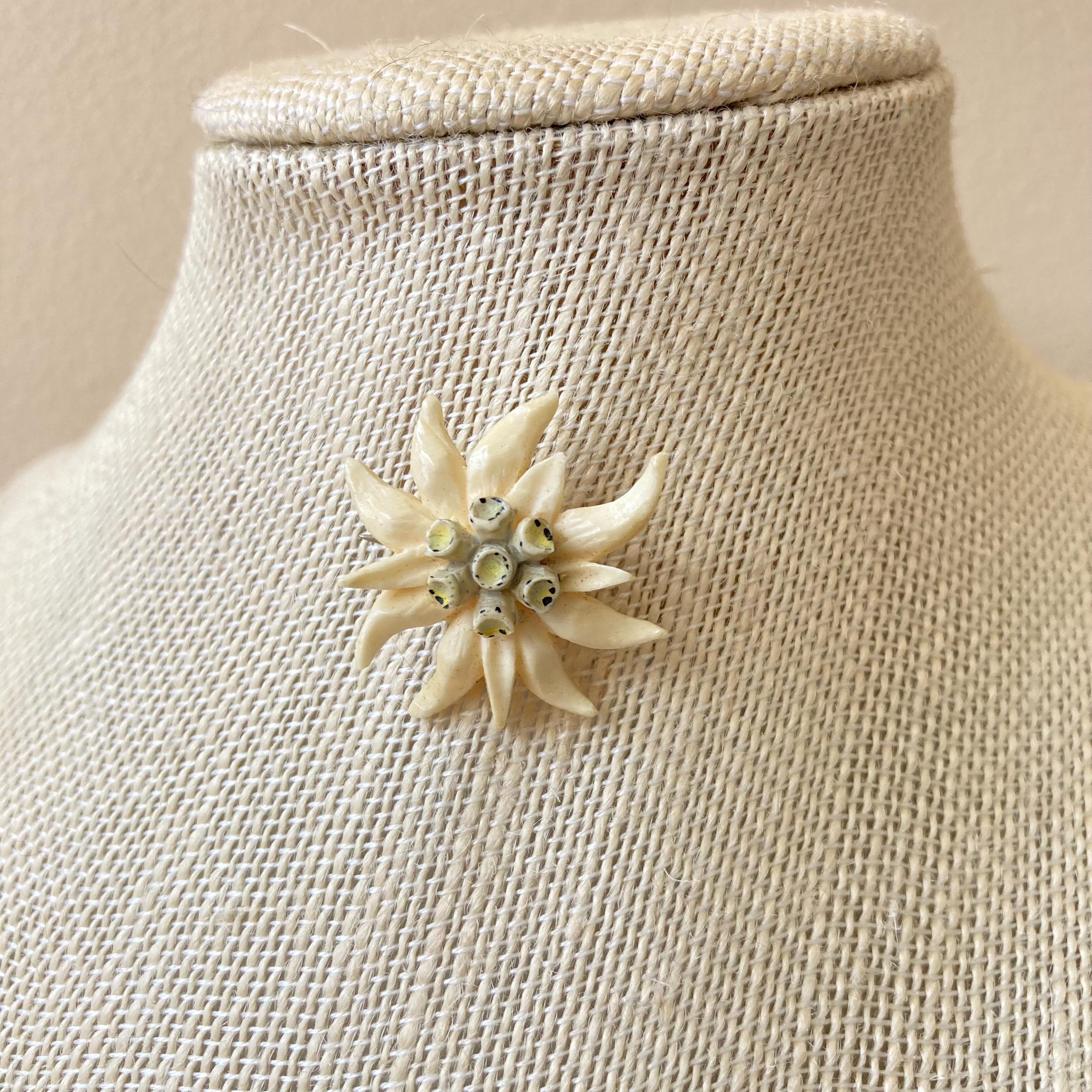 Carved Celluloid Heart Brooch