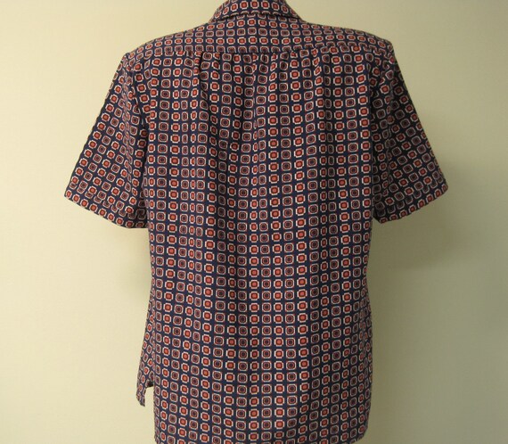 Vintage Geometric Print Blouse / VTG Red White & … - image 5