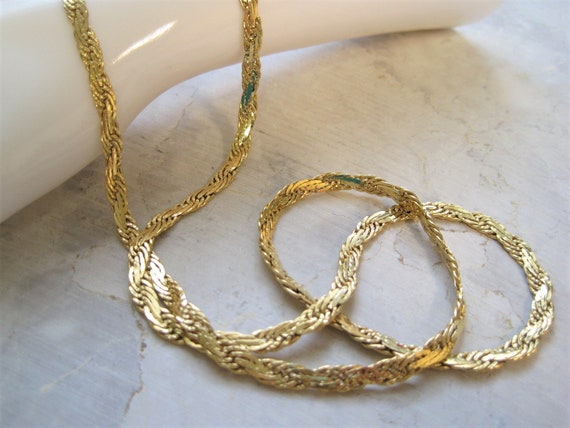 Vintage Trifari Long Gold Woven Chain Necklace - image 9