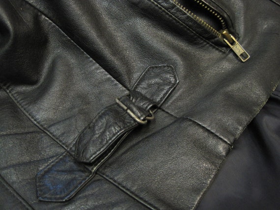Vintage 80s Black Leather Motorcycle Jacket / 198… - image 10