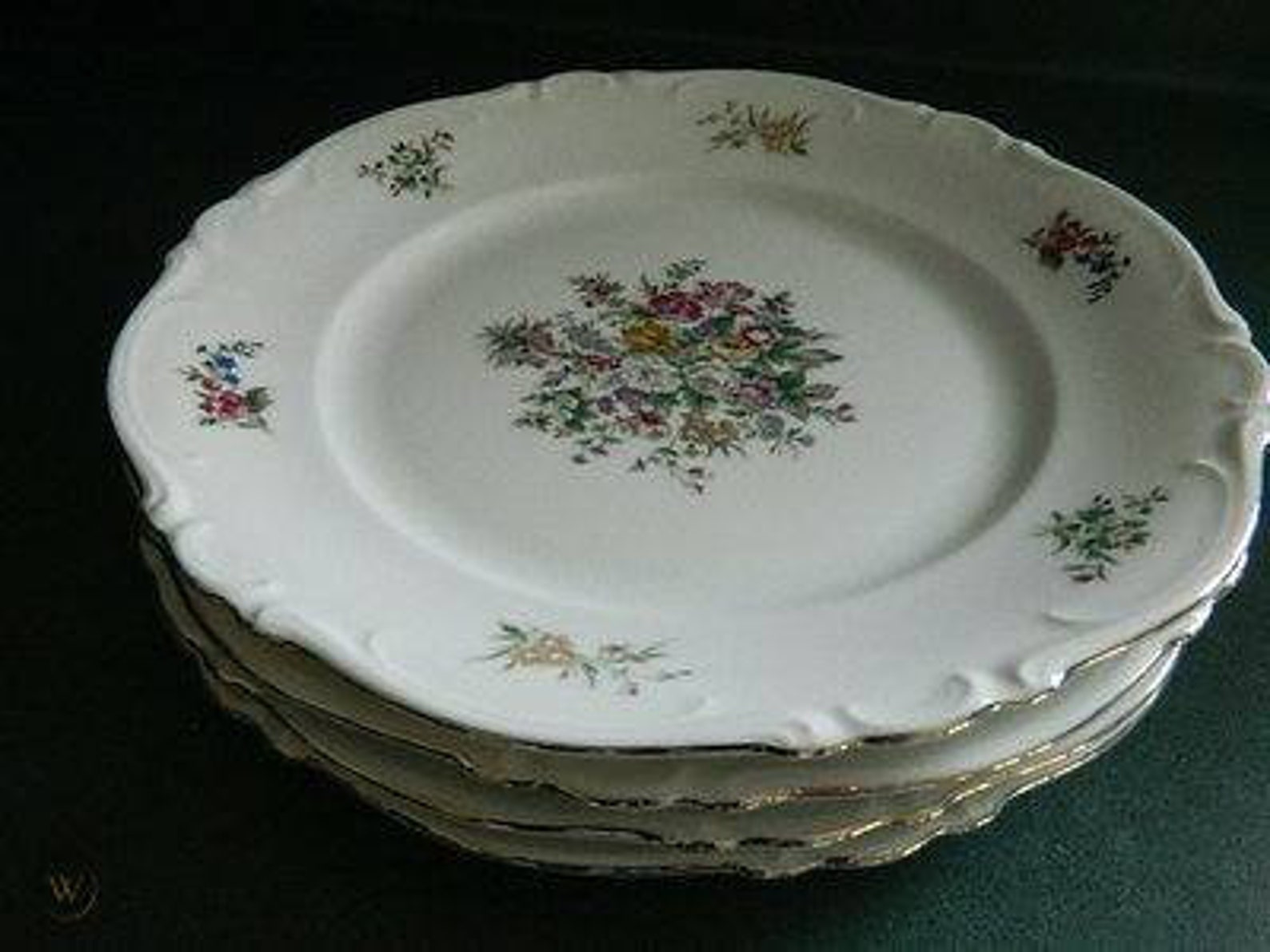 Crown Bavaria Germany Bouquet Four Dinner Plates Creamer Sugar Etsy