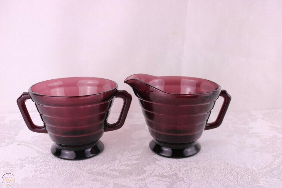 Moderntone Purple Depression Glass Purple Glass Sugar and - Etsy