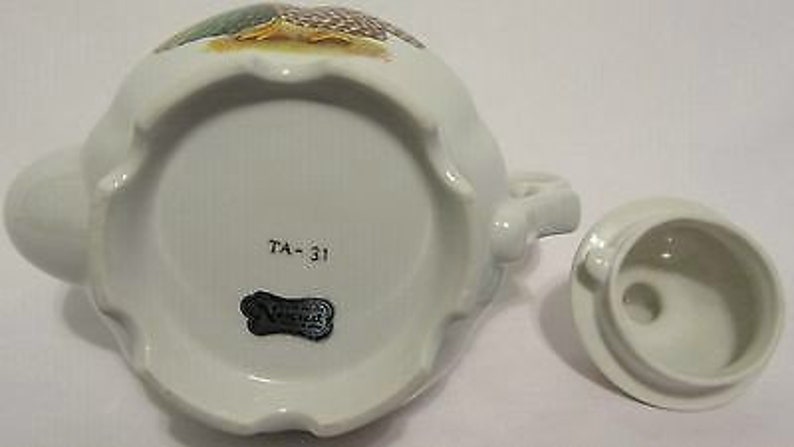 Like New Turkey Teapot Norcrest White Orange Green Yellow Japan Perfect