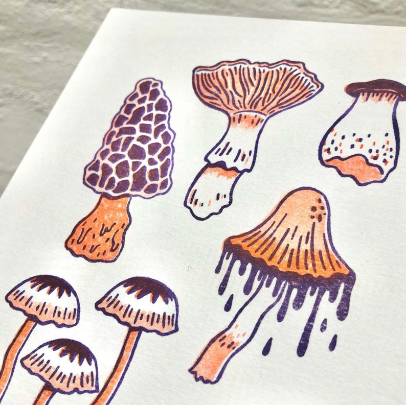 Wild Mushroom risograph art print image 3