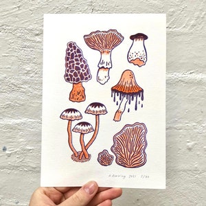 Wild Mushroom risograph art print image 2