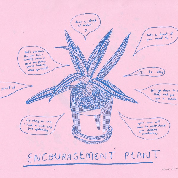 Encouragement Plant risograph print