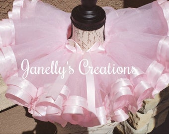 Valentine's Day tutu, pink tutu, ribbon trimmed tutu, birthday tutu, double layered tutu, baby tutu, newborn tutu, preemie tutu, kids tutu