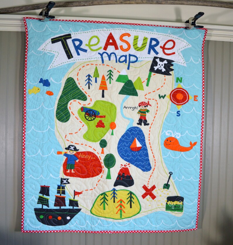Pirate Baby Quilt Nursery Bedding Treasure Map Crib Just 4 Fun Quilts