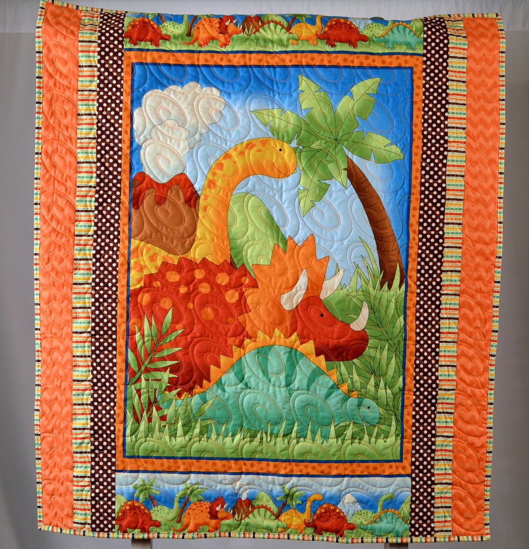 Dinosaur Baby Quilt Baby Blanket Baby Shower Gift Handmade Etsy