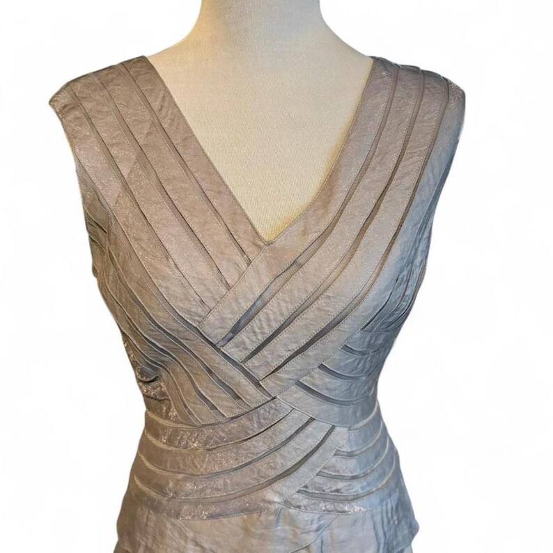 Adrianna Papell silver metallic dress Size 4 #glam #party #ruffles image 2