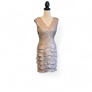 Adrianna Papell silver metallic dress Size 4 #glam #party #ruffles image 1