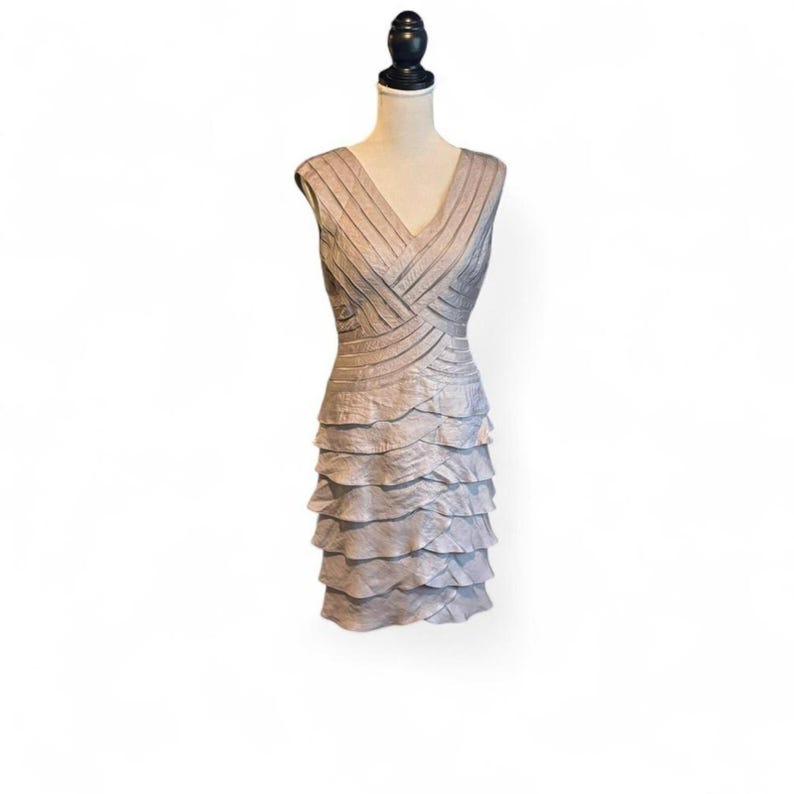 Adrianna Papell silver metallic dress Size 4 #glam #party #ruffles image 1