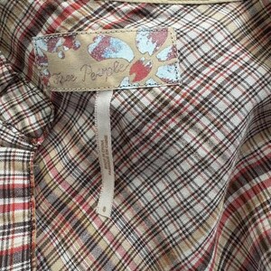Free people plaid dress with embroidered trim and tie belt, size small image 5