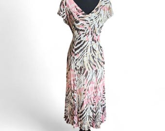 Gerry Weber vintage glam silk zebra print midi dress Size medium