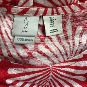 Joie linen top with tropical pattern. Size S NWOT image 2