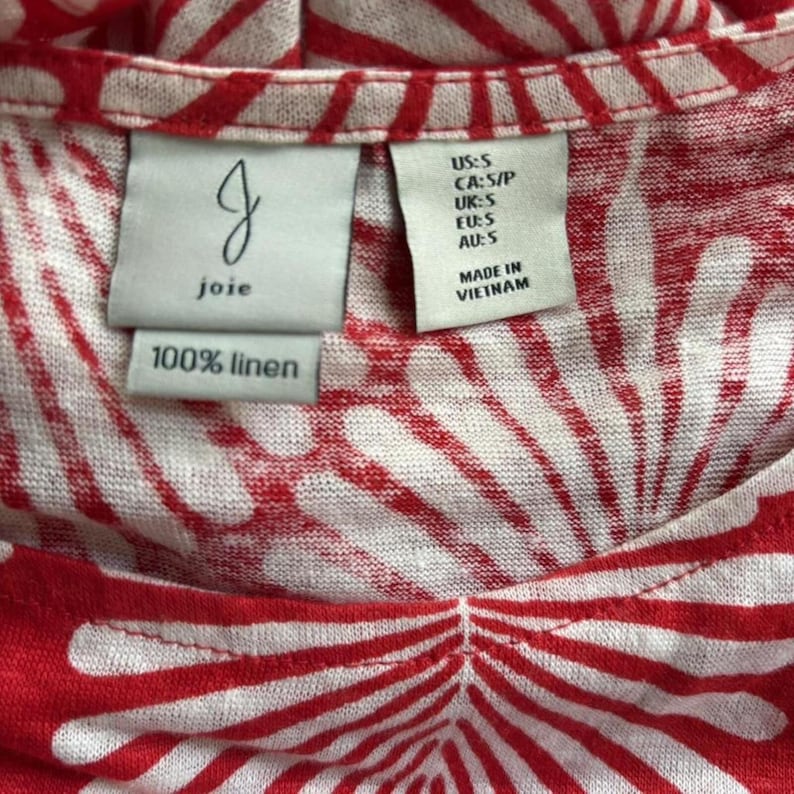 Joie linen top with tropical pattern. Size S NWOT image 2